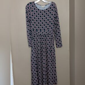 Boden Amelie Dress, Size:6R, Color: Green&Pink Geometric Pattern